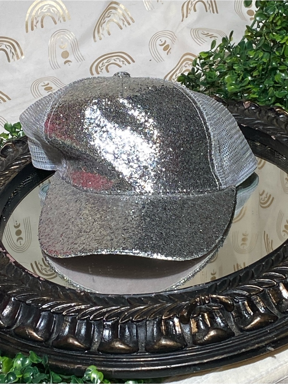 C.C Silver Sequin Trucker Hat